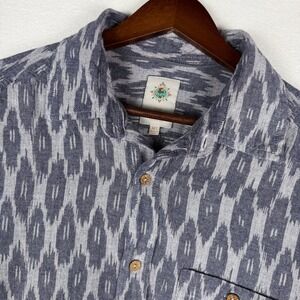 The Territory Ahead Button Up Shirt Mens Medium‎ Tall Chambray Ikat Tribal